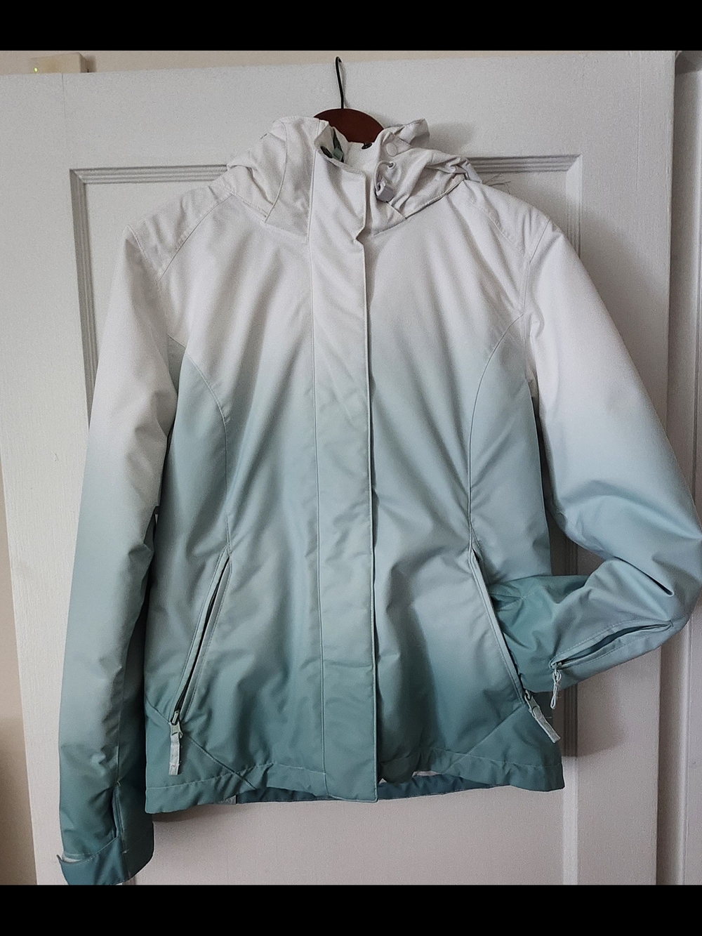 Roxy White to Mint Gradient Hooded Ski Jacket
